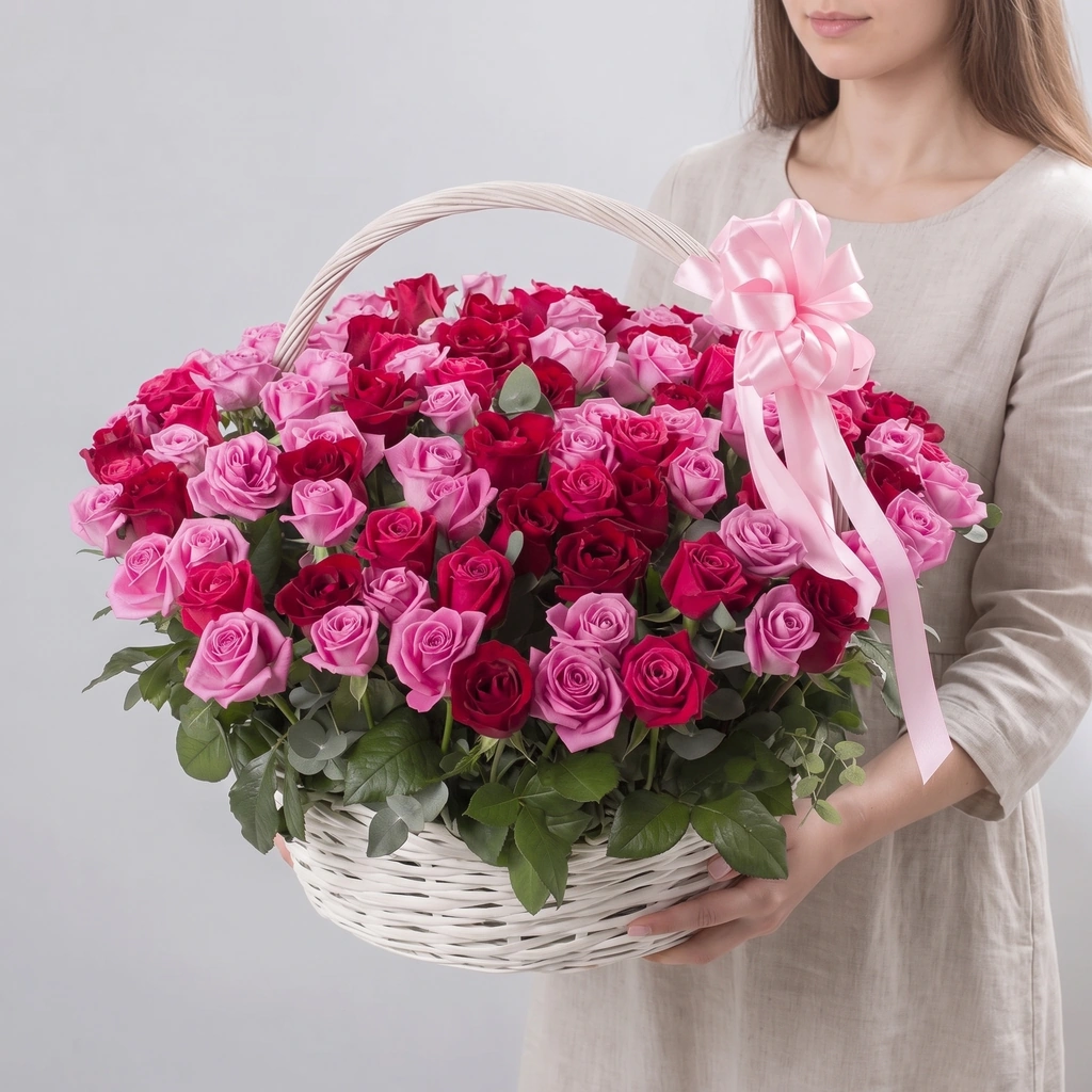 Корзина с цветами «Разноцветная карамелька»